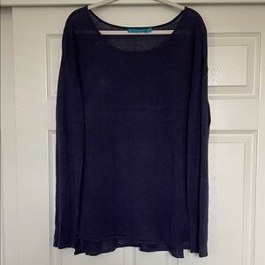 Tori Richard 100% Linen Purple Long Sleeve Knit Sweater Women's XL